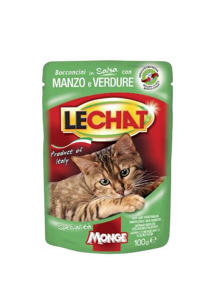 LeChat Adult Chunkies with Beef and Vegetables 100g