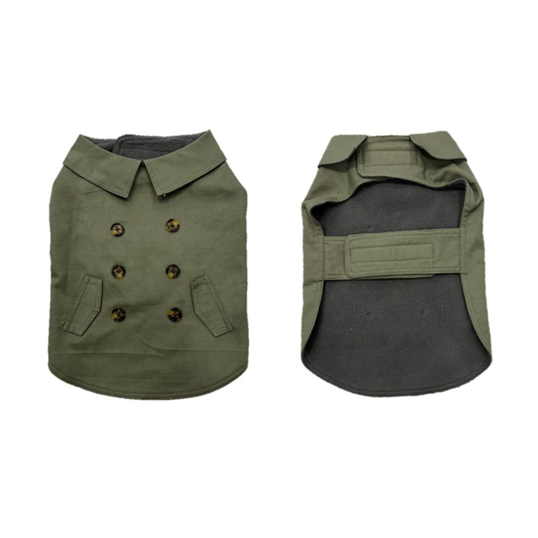 Dog jacket trench coat green XS
