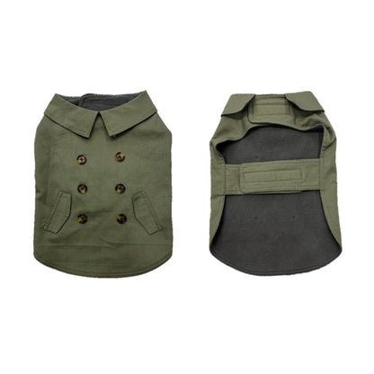 Dog jacket trench coat green XS