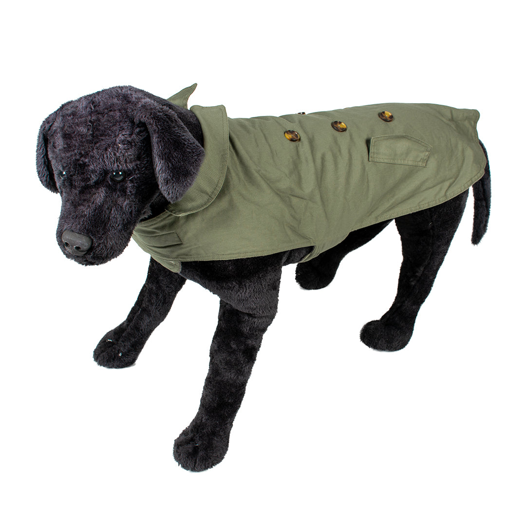 Dog jacket trench coat green XS