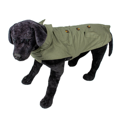 Dog jacket trench coat green XS