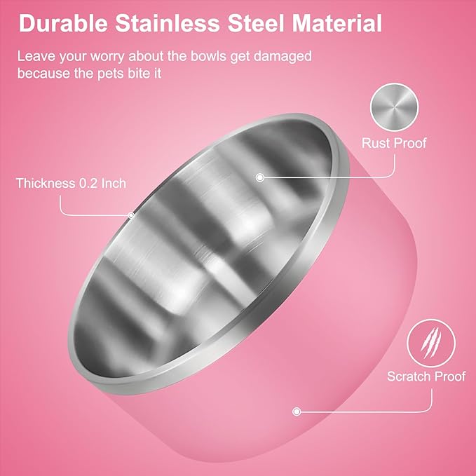 أوعية طعام للكلاب من LIHONG، مصنوعة من الفولاذ المقاوم للصدأ، مقاس 19 سم 