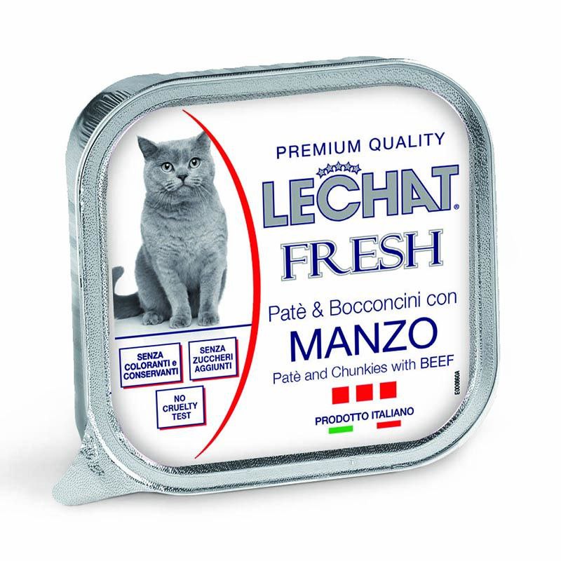 LeChat Fresh Adult Paté and Chunkies with Beef 100g