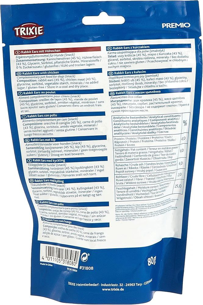 Trixie Rabbit Ears With Chicken 80g