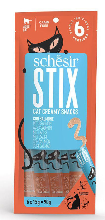 خواردنی کەمی کرێمی Schesir Stix لەگەڵ سەلەمون 6X