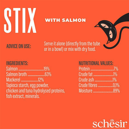 خواردنی کەمی کرێمی Schesir Stix لەگەڵ سەلەمون 6X
