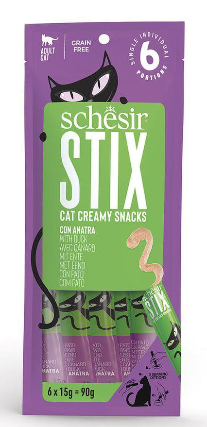 خواردنی کەمی کرێمی Schesir Stix لەگەڵ کۆتر 6X